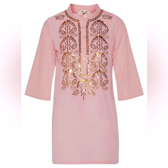 Figue Sequin Embellished Jasmine Tunic Top in Pink - Picture 1 of 10
